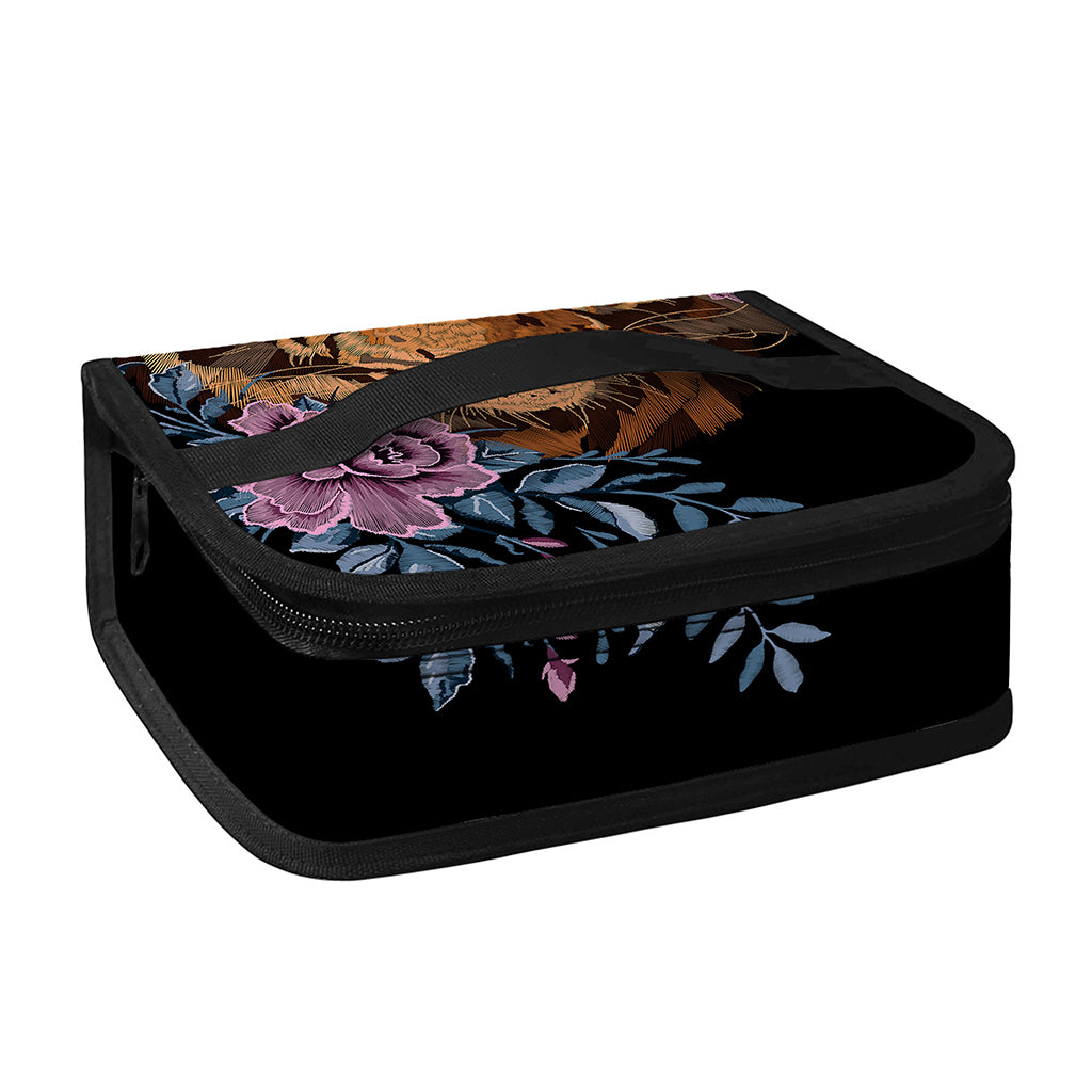 Embroidery Tiger And Flower Print Small Lunch Bag