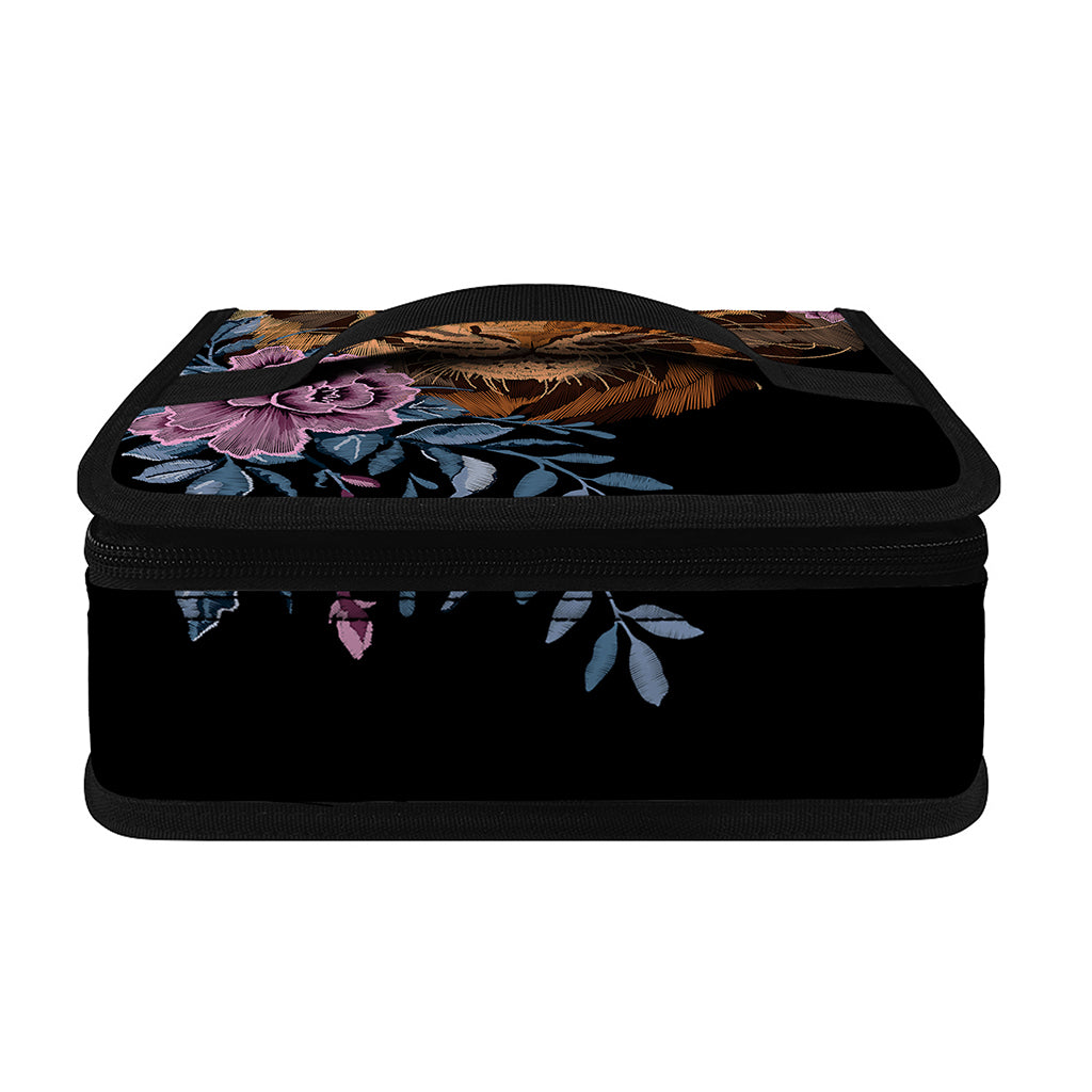 Embroidery Tiger And Flower Print Small Lunch Bag