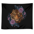 Embroidery Tiger And Flower Print Tapestry
