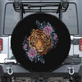 Embroidery Tiger And Flower Print Tire Cover