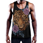 Embroidery Tiger And Flower Print Training Tank Top