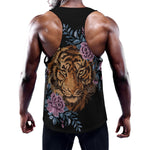 Embroidery Tiger And Flower Print Training Tank Top