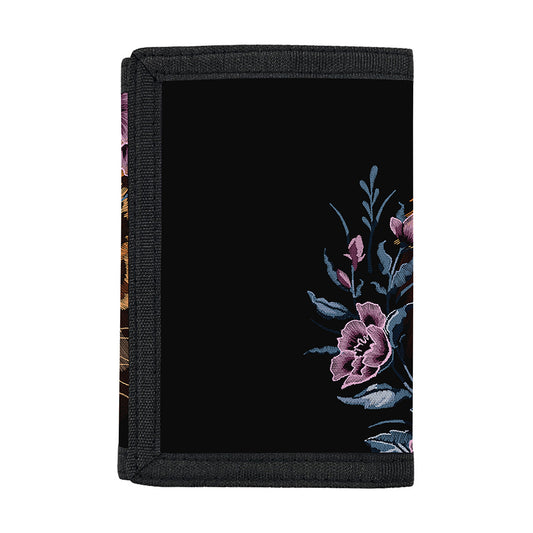 Embroidery Tiger And Flower Print Trifold Wallet
