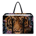 Embroidery Tiger And Flower Print Utility Tote Bag