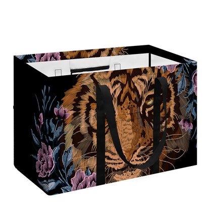 Embroidery Tiger And Flower Print Utility Tote Bag