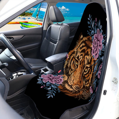 Embroidery Tiger And Flower Print Waterproof Car Seat Cover