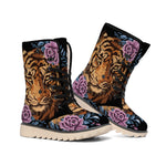 Embroidery Tiger And Flower Print Winter Boots