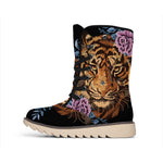 Embroidery Tiger And Flower Print Winter Boots