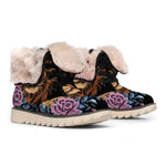 Embroidery Tiger And Flower Print Winter Boots