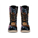 Embroidery Tiger And Flower Print Winter Boots
