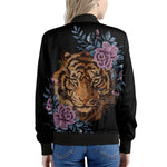 Embroidery Tiger And Flower Print Women's Bomber Jacket