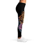Embroidery Tiger And Flower Print Women's Leggings