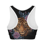 Embroidery Tiger And Flower Print Women's Sports Bra
