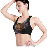 Embroidery Tiger And Flower Print Women's Sports Bra