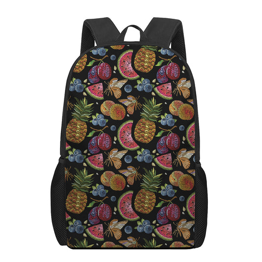 Embroidery Tropical Pattern Print 17 Inch Backpack