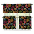 Embroidery Tropical Pattern Print 3 Piece Kitchen Curtains