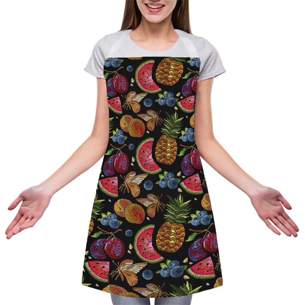 Embroidery Tropical Pattern Print Adjustable Apron
