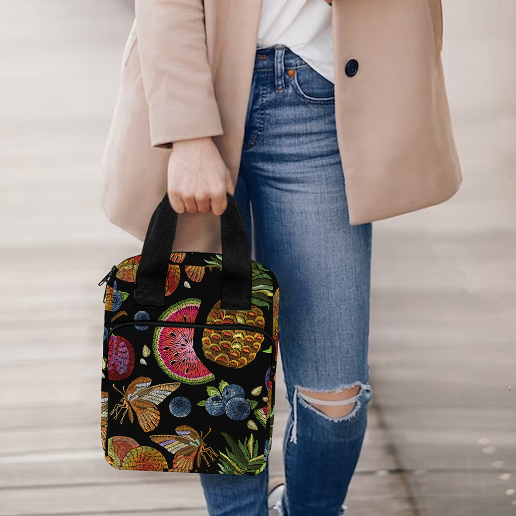 Embroidery Tropical Pattern Print Bible Tote Bag