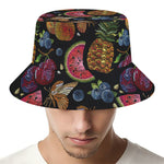 Embroidery Tropical Pattern Print Bucket Hat