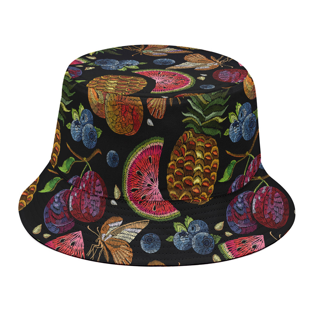 Embroidery Tropical Pattern Print Bucket Hat