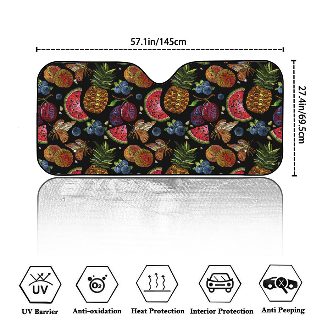Embroidery Tropical Pattern Print Car Windshield Sun Shade