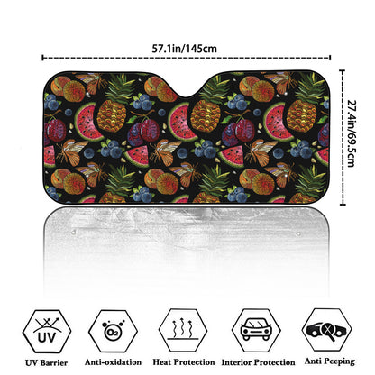 Embroidery Tropical Pattern Print Car Windshield Sun Shade