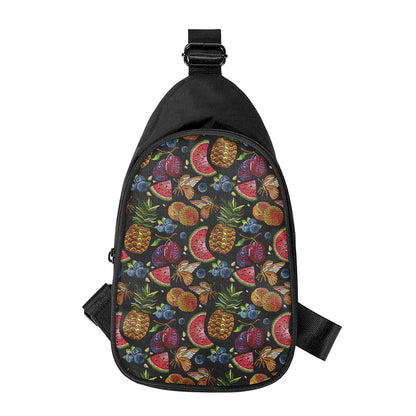 Embroidery Tropical Pattern Print Chest Bag