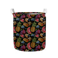 Embroidery Tropical Pattern Print Collapsible Laundry Basket