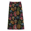 Embroidery Tropical Pattern Print Cotton Front Slit Maxi Skirt