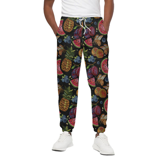 Embroidery Tropical Pattern Print Cotton Pants