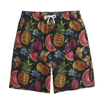 Embroidery Tropical Pattern Print Cotton Shorts