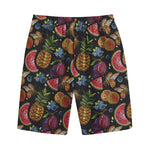 Embroidery Tropical Pattern Print Cotton Shorts
