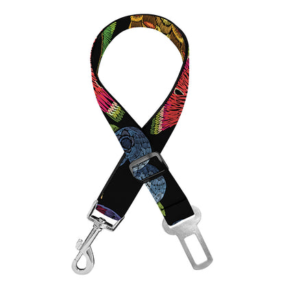Embroidery Tropical Pattern Print Dog Seat Belt