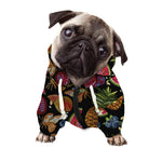 Embroidery Tropical Pattern Print Dog Zip Up Hoodie