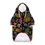 Embroidery Tropical Pattern Print Dog Zip Up Hoodie