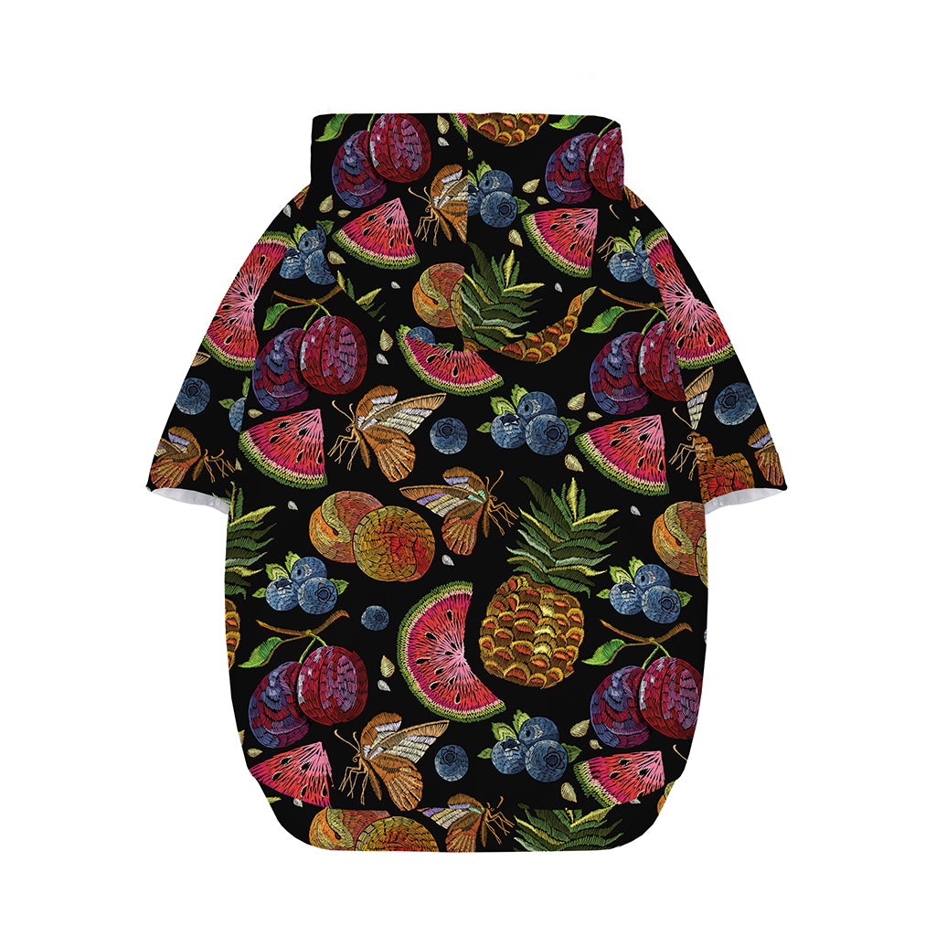 Embroidery Tropical Pattern Print Dog Zip Up Hoodie