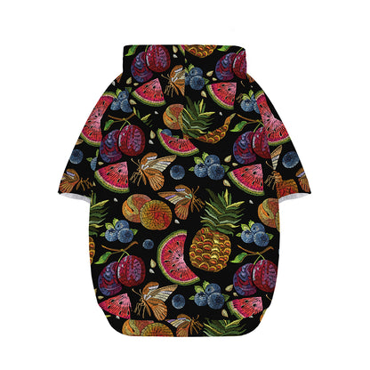 Embroidery Tropical Pattern Print Dog Zip Up Hoodie