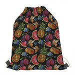Embroidery Tropical Pattern Print Drawstring Bag