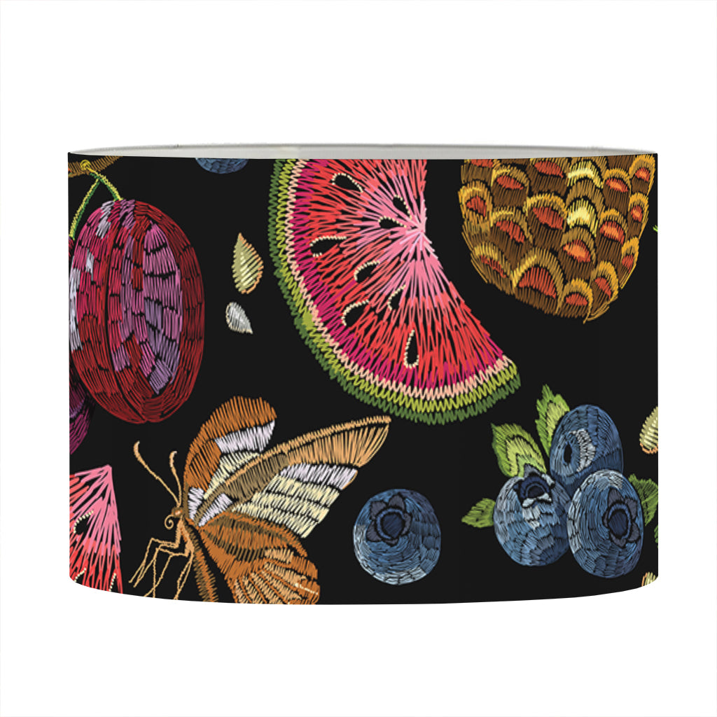 Embroidery Tropical Pattern Print Drum Lamp Shade