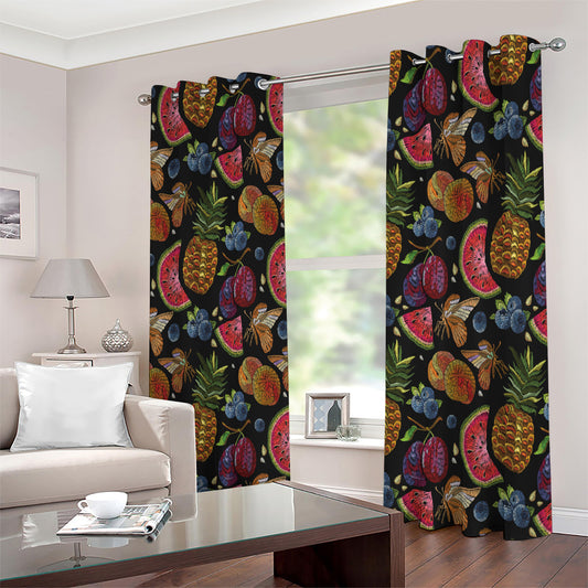 Embroidery Tropical Pattern Print Extra Wide Grommet Curtains