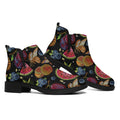 Embroidery Tropical Pattern Print Flat Ankle Boots