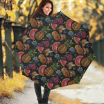 Embroidery Tropical Pattern Print Foldable Umbrella