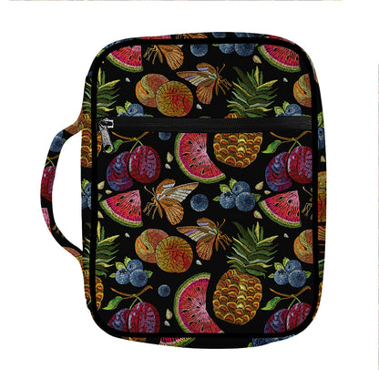 Embroidery Tropical Pattern Print Front Pocket Bible Bag