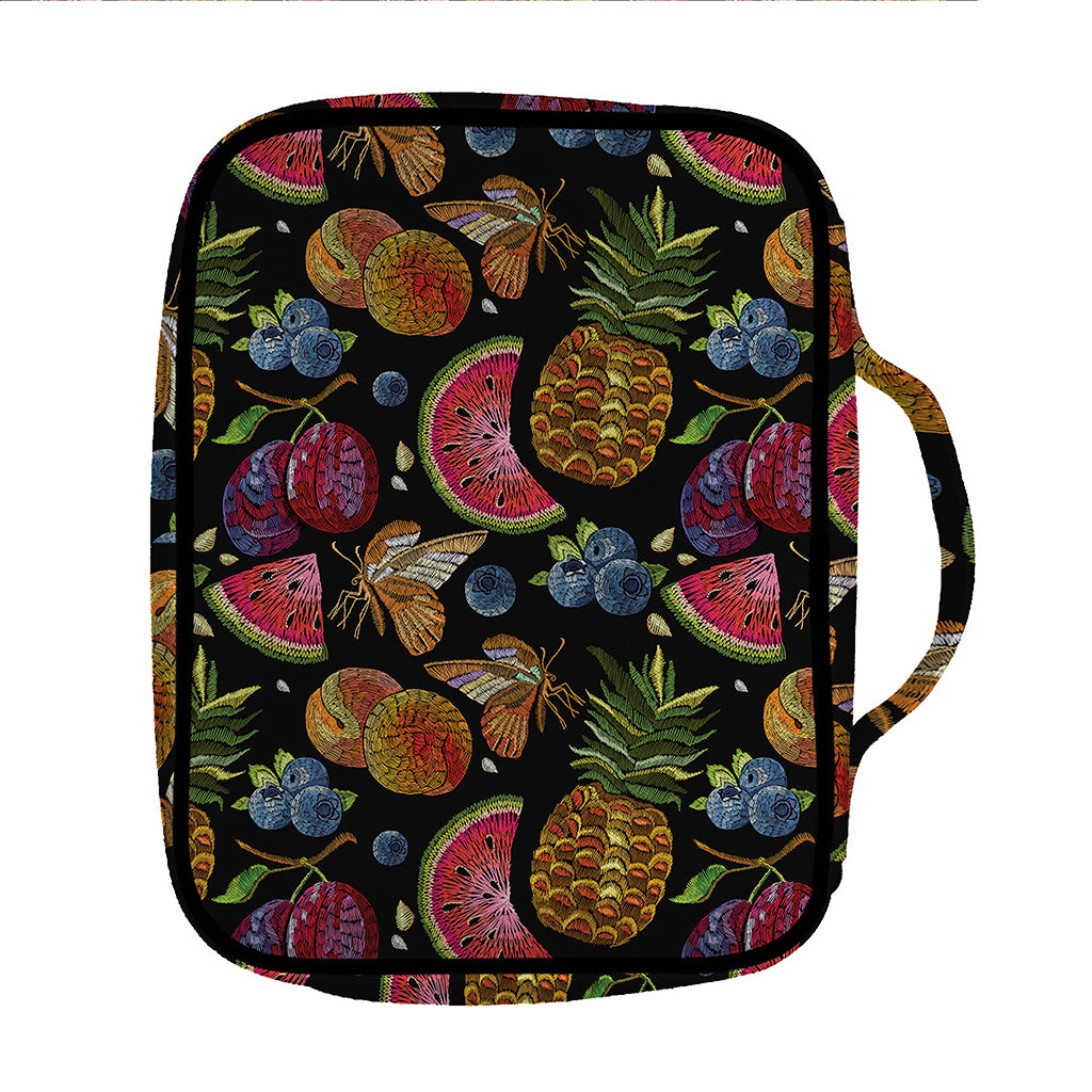 Embroidery Tropical Pattern Print Front Pocket Bible Bag
