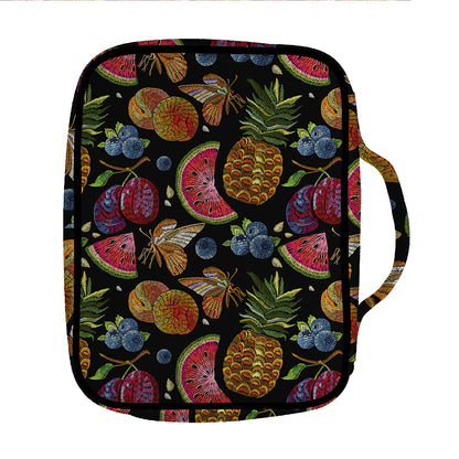 Embroidery Tropical Pattern Print Front Pocket Bible Bag