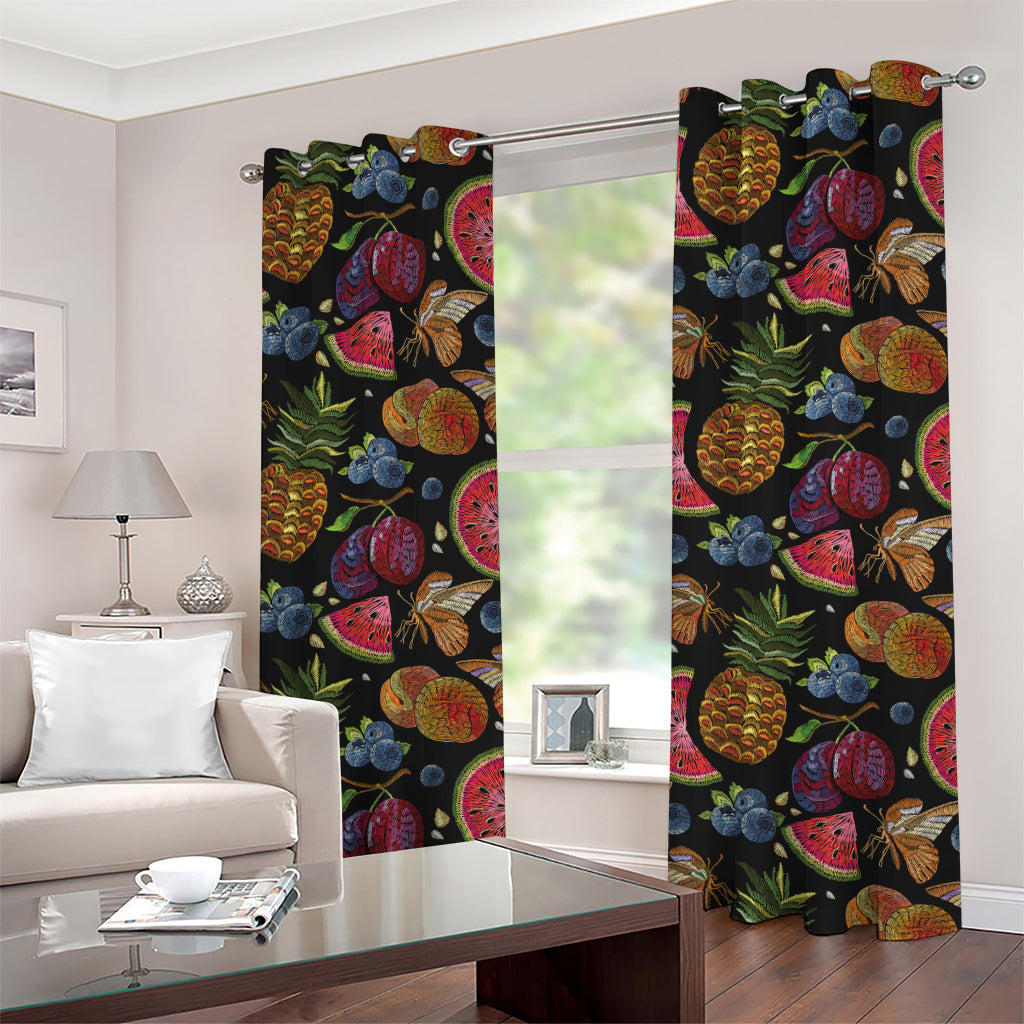 Embroidery Tropical Pattern Print Grommet Curtains