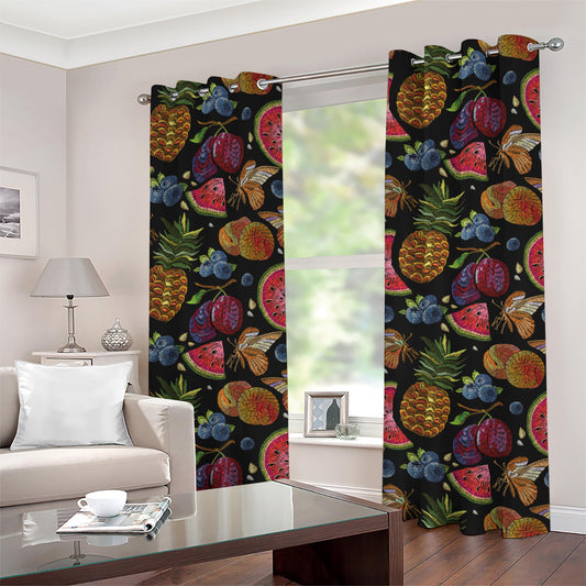 Embroidery Tropical Pattern Print Grommet Curtains