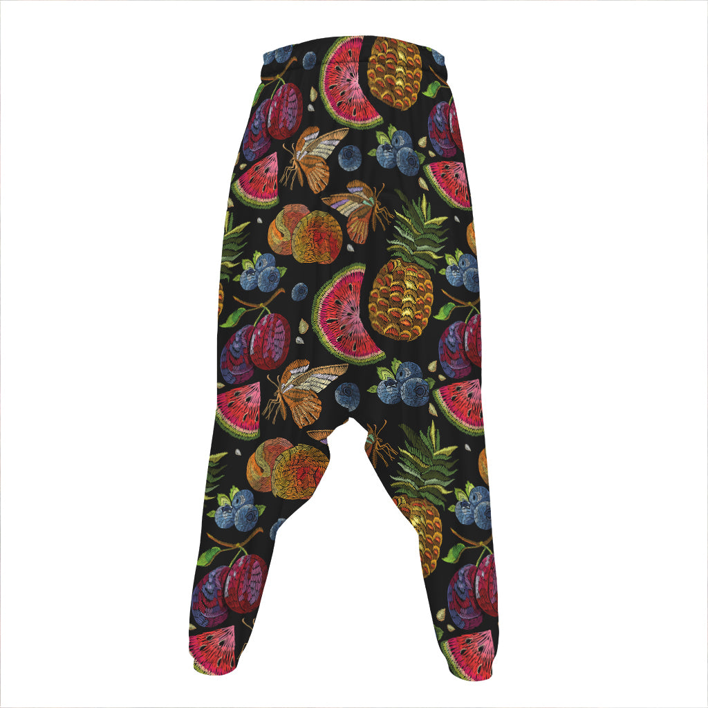 Embroidery Tropical Pattern Print Hammer Pants