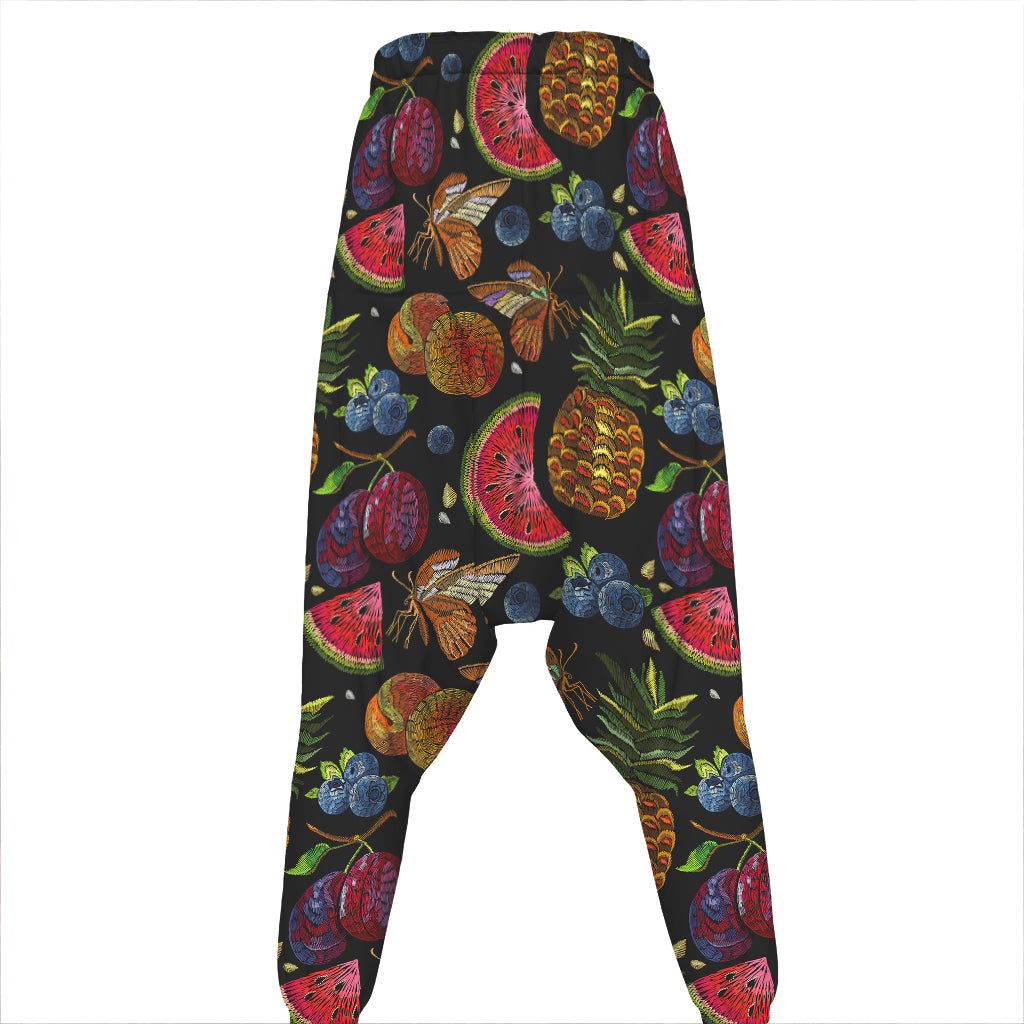 Embroidery Tropical Pattern Print Hammer Pants