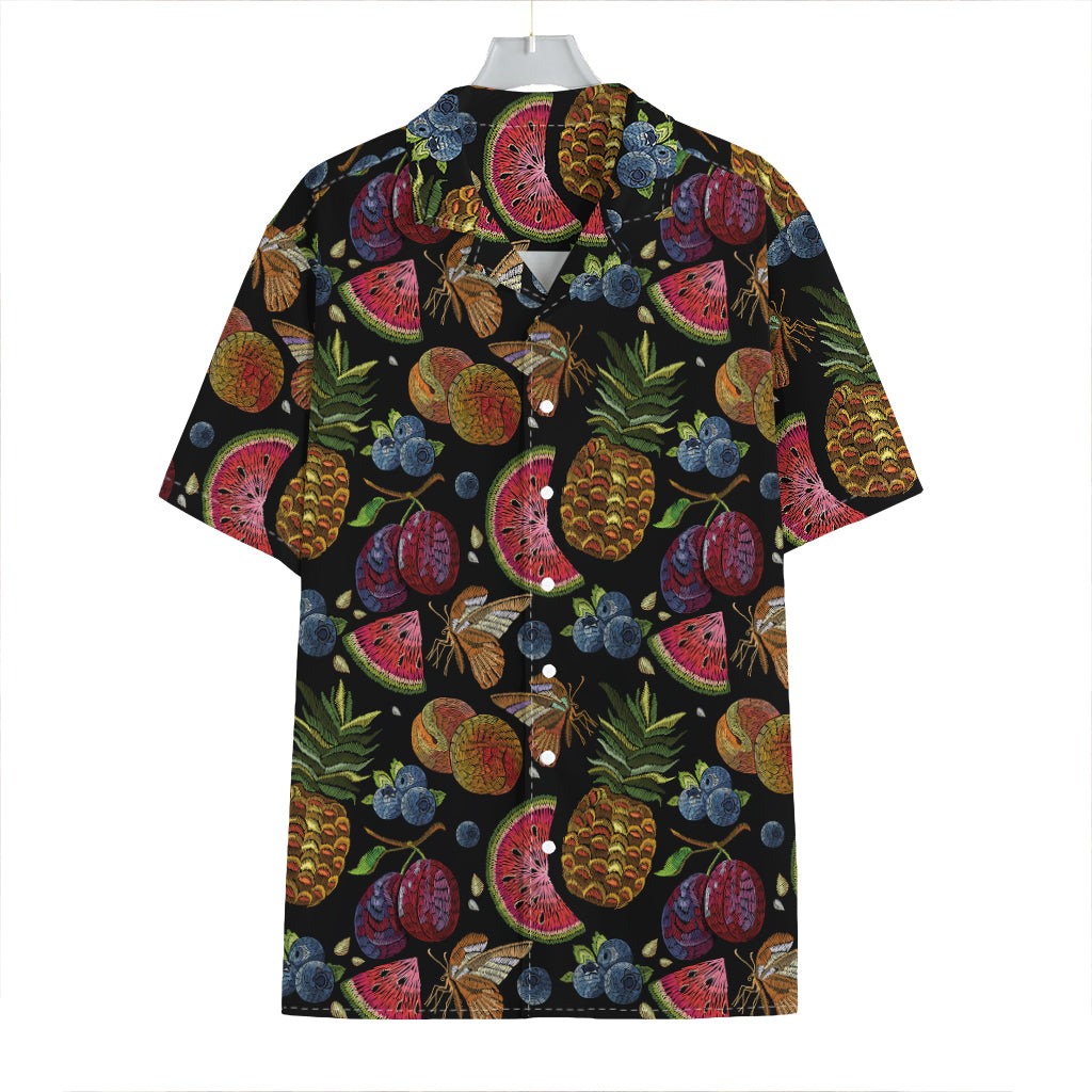 Embroidery Tropical Pattern Print Hawaiian Shirt